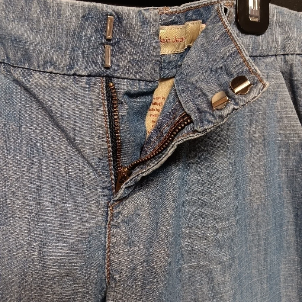 Calvin Klein Light Blue Low Rise Brazil Cut Wide Leg Jean Trousers Size 30/12
